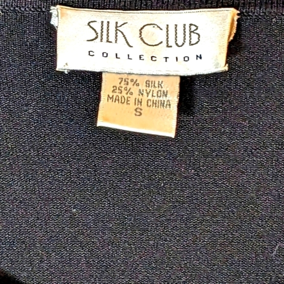 Silk Club Collection Black Long Sleeve Silk Nylon Blend Pull On Shirt Size Small - Picture 4 of 10